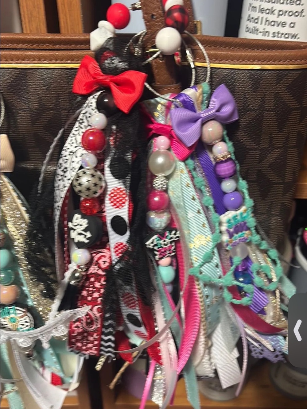 Luggage, purse, tumbler, handle ribbon charm decoration holiday bling pretty